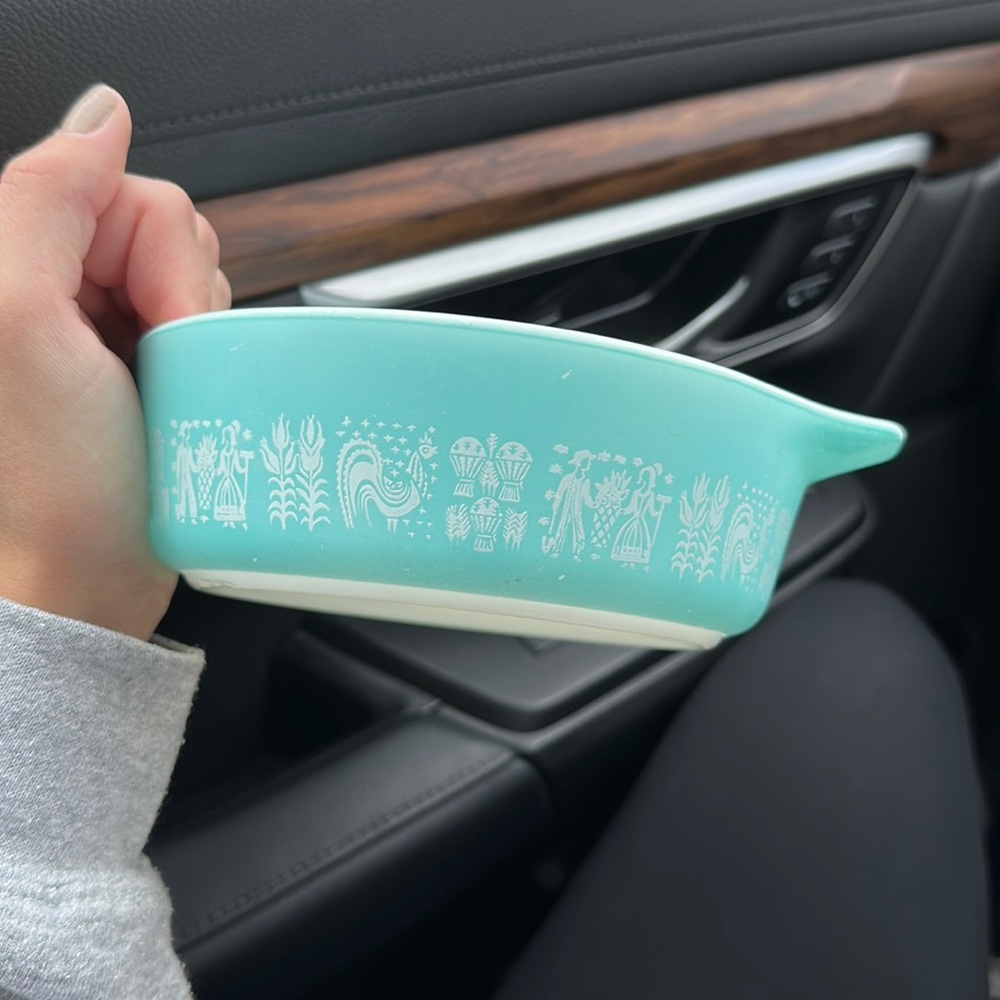 VTG Pyrex Blue/White Butterprint Amish Farm dish #pyrex